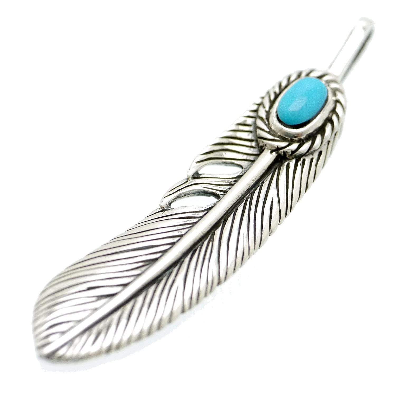 シルバー925 ペンダントトップ　フェザー　ターコイズ　ネックレス　新品　5-1 シルバー925 ペンダントトップ フェザー ターコイズ ネックレス